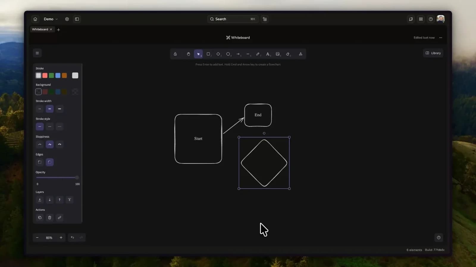 Excalidraw drawing canvas in Lunaris